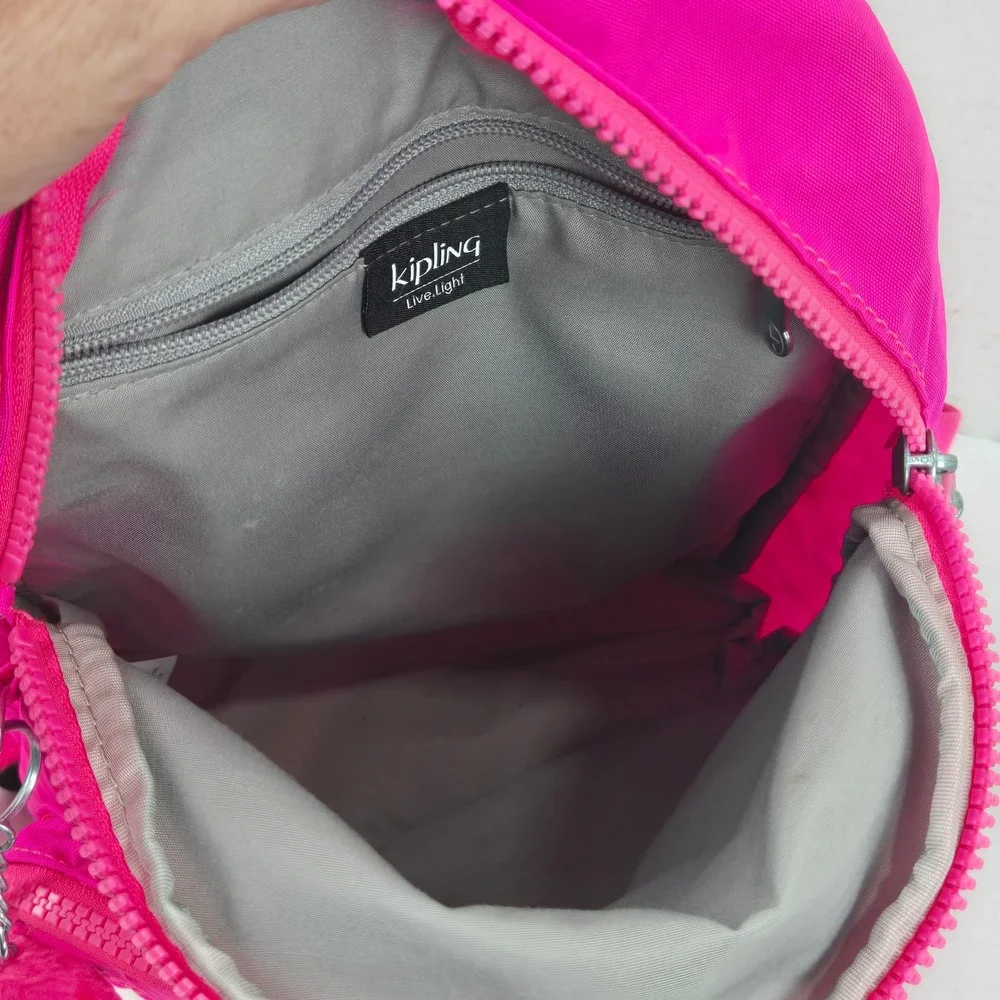 Kipling Firefly N Backpack or Shoulder Bag Hot Pink Furry Monkey Ella 1218